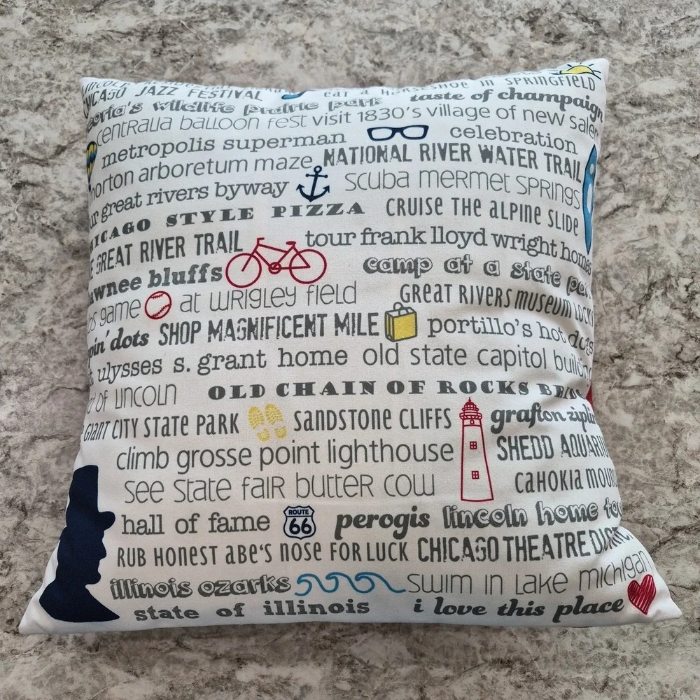 Tandem For Two Illinois Pillow Nwot